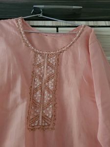 Peach silk kurta size 40