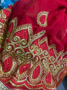 Red Embroidered Saree