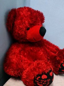 Red Plush Teddy Bear - &#39;Love&#39; Design