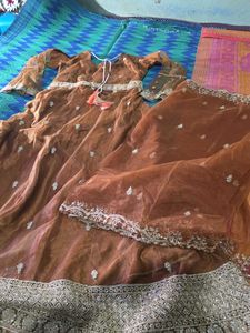 Elegant Brown Embellished Ethnic Gown