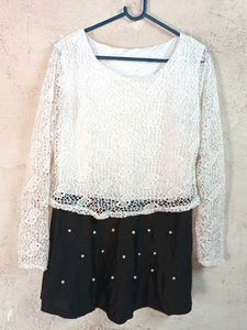 Beautiful Partywear Lace Mini Dress Layered