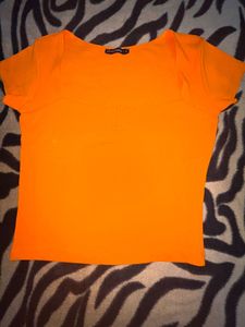 Square Neck Orange Top