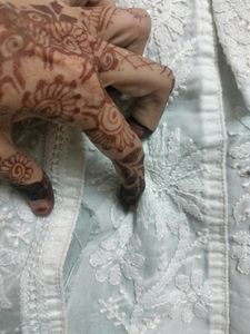 White Chickenkari Short Kurti / Tunuc