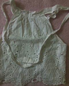 White Embroidered Tie-Back Top