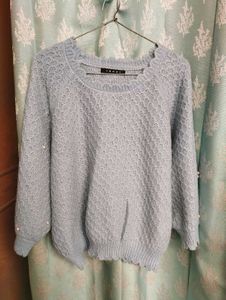 Powder Blue Knitted Baggy Sweater