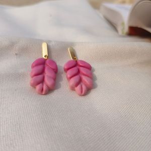 Pink Leaf Drop Earring