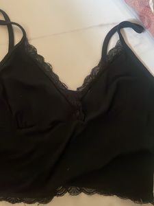Black Lace Trim Cami Top