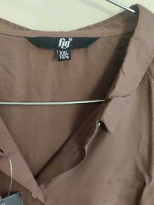 Elegant Brown Button-Down Dress