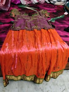 Orange & Purple Embroidered Dress