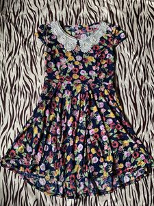 Floral Dress with Lace Collar