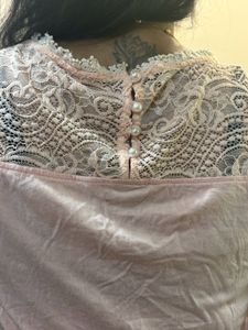 Latin Quarters(Brand )Peach Lacy See-Through Top🌸