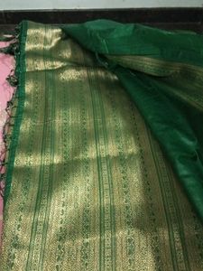 Green &amp; Gold Banarasi Silk Saree