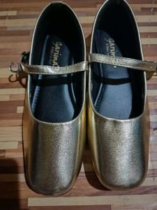 Gold Mary Janes Flat