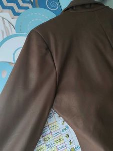 Brown Faux Leather Blazer