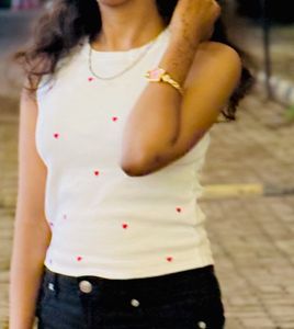 Cute White Heart Tank Top