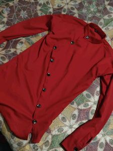 Red Button-Down Shirt