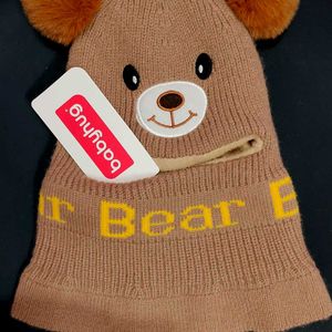 Adorable Bear Beanie with Pom Poms