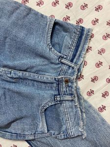 straight blue denim jeans