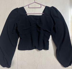 Black full sleeve peplum top