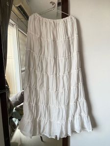 Ruffle White FULL LENGTH SKIRT