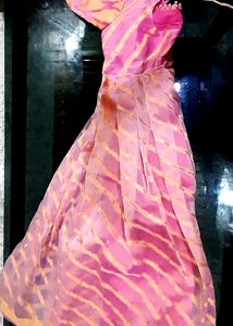 Pink &amp; Gold Leheriya Dress
