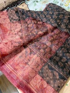 Black Transparent Printed Saree