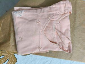 Peach Embroidered Kurti