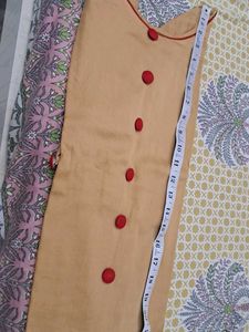 Beige &amp; Red Salwar Kameez Set