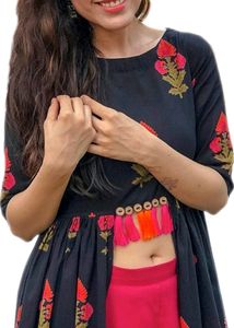 Printed Kurti Shrug With Palazoo Pant Set