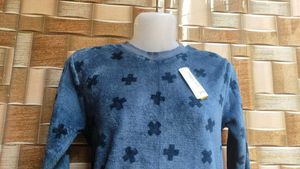 Blue Plush Pullover Sweater