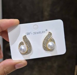 Pearls And Stone Stud Earrings