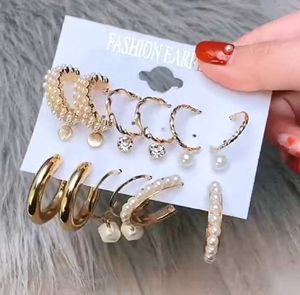 Earring Set - Gold Hoops &amp; Pearl Accents!