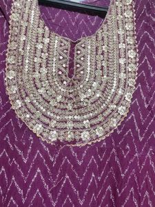 Purple Embroidered Kurta Set