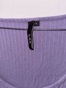 Lavender Ribbed Scoop Neck Long Sleeve Top