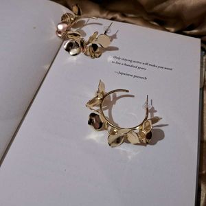 Gold Floral Hoop Earrings