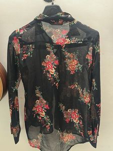 Floral Sheer Button-Up Shirt