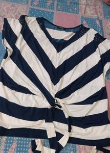 Striped Tie-Front Top