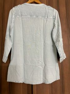 Denim Look Button-Down Top