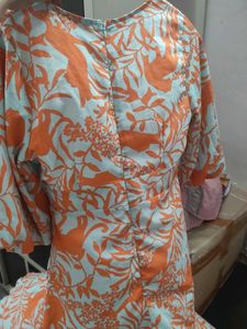 Orange &amp; Blue Print Wrap Dress