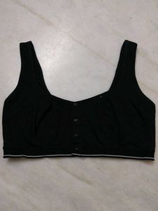 Black Button-Front Bralette