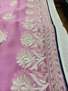 Pinkish With White Embroidery Flower Saree