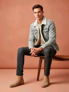 Fuzzy Denim Jacket Size Small Unisex