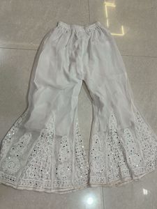 White Embroidered Palazzo Pants