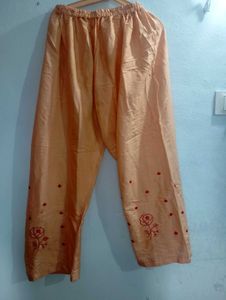 Peach Floral Embroidered Kurti Set