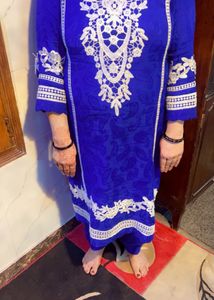 Blue Pakistani Suit With Shalwar And Dupatta