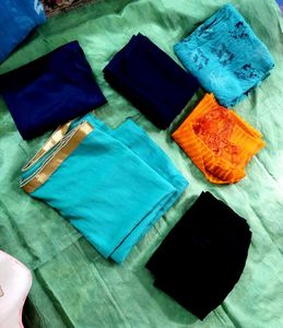 4Colorful Dupatta Set &1 top&1plazzo