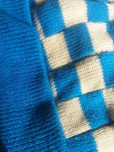 blue and white winter cap