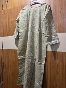 New Khaki Printed Kurti Set Size XXL