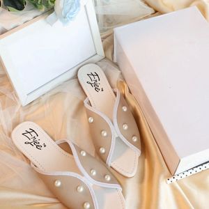 Eryee Pearl Embellished Slides - Size 38