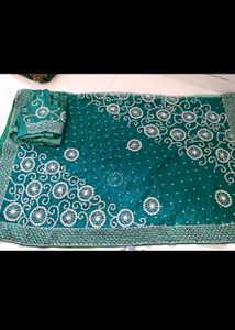 Bottle Green Saree